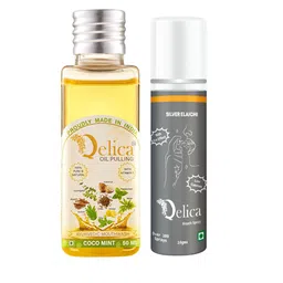 Qelica 2 Pcs Ayurvedic Coco Mint Oil Pulling Mouthwash-50ml & Silver Elachi Spray-10ml-4