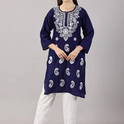 Fashionable Chikan Handikraft Paisley Embroidered Straight Kurta-picture-17