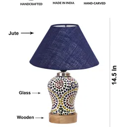 Devansh Blue Wood Traditional Abstract Shaped Table Lamp image 5