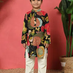 Readiprint Fashions Boys Floral Printed Regular Pure Cotton Straight Kurta with Trousers-image-85