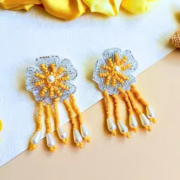 Sangria Gold-Plated Beaded Drop Earrings-91