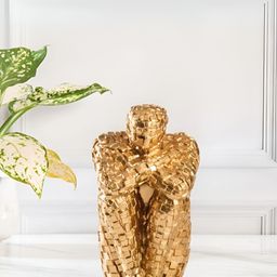 SMOKEY COCKTAIL Gold-Toned Brick Man Sculpture Curio Showpiece-image-26