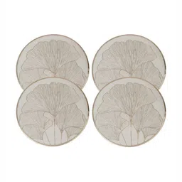 LooMantha Gold-Toned 4 Pieces Floral Printed Round Table Placemats-18