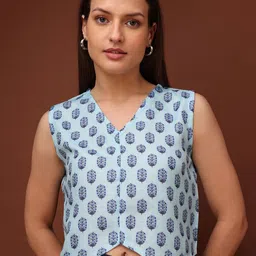 OBSHIVKA Women Ethnic Motifs Printed Sleeveless Cotton Top-image-55