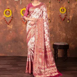 BAESD Woven Design Zari Silk Cotton Patola Saree-11
