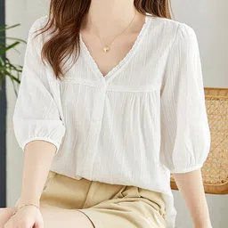 StyleCast Women V-Neck Three-Quarter Sleeves Cotton Top-33