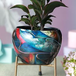 Homspurts Printed Apple Bowl Planter With Stand-38