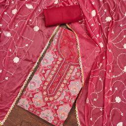 Blissta Floral Printed Sequinned Organza Unstitched Dress Material-image-23