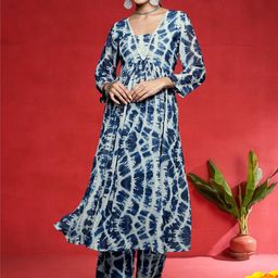 Varanga Women Printed Empire Silk Georgette Kurta with Trousers-picture-26