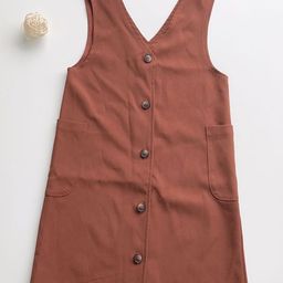 LULU & SKY Girls Sleeveless V-Neck Front Open Button Closure A-Line Knee Length Dress-17