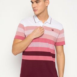 Duke Men Striped Polo Collar Cotton T-shirt-image-90