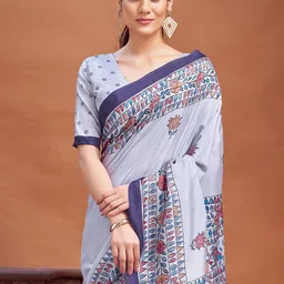 KALINI Floral Silk Blend Block Print Saree-picture-5