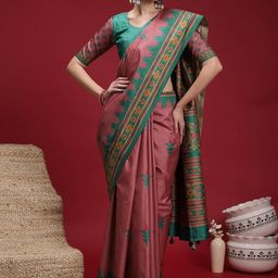 Mitera Ethnic Motifs Silk Blend Chanderi Saree-image-89