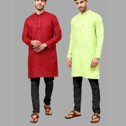 VS MALL Men Cotton Blend Kurta Sets-image-112