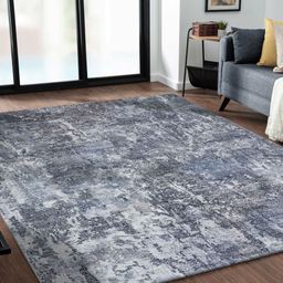 OBSESSIONS Blue and Grey Abstract Anti-Skid Carpet-4