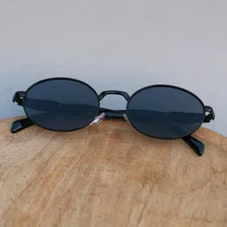 DukieKooky Unisex Black Lens & Black Oval Sunglasses With UV Protected Lens FZSG006F-picture-18