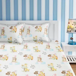 URBAN DREAM White & Brown Graphic 210 TC Queen Bedsheet with 2 Pillow Covers-image-64