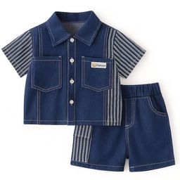 POP STREET KIDS Boys Striped Shirt with Shorts-image-79