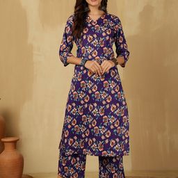 Anouk Rustic Women Floral Printed Regular Pure Cotton Kurta with Palazzos-picture-33