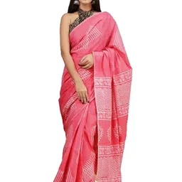Craft Musium Floral Pure Cotton Bagru Saree-image-88