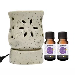 PEEPALCOMM 3Pcs White Electric Damru Shaed Diffuser With Lavender Oils - 10 ml Each-15