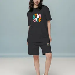 FITIN OUTFIT Printed Cotton Round Neck T-shirt with Shorts Co-Ords-picture-19