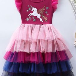 INCLUD Girls Print Flutter Sleeve Fit & Flare Dress-image-6