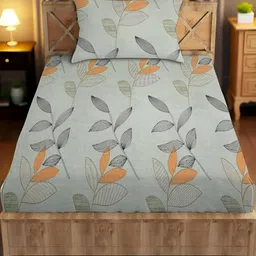 IVAZA Grey Geometric 250 TC Single Bedsheet with 1 Pillow Cover-image-77