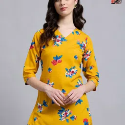 THE FAB FACTORY Women Pack of 2 Floral Printed Gathered Mandarin Collar Empire Tops-picture-30