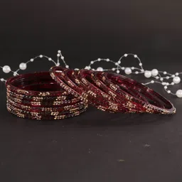 LAVAZZA Set Of 12 Cubic Zirconia Studded Glass Bangles-0