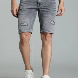 PAUL STREET Men Regular Fit Mid-Rise Denim Shorts-picture-32