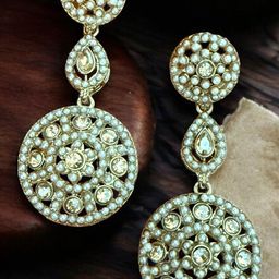 Anouk Gold-Plated Kundan Studded And Beaded Antique Circular Drop Earrings-16