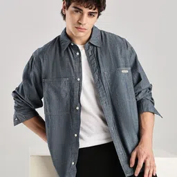 Calvin Klein Jeans Men Spread Collar Relaxed Fit Chest Pocket Regular Casual Shirt-image-91