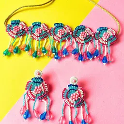 Sangria Gold-Plated Beaded Bridal Jewellery Set-image-79
