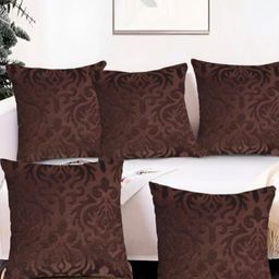 Nutts Brown 5 Piece Textured Cotton Square Cushion Covers-15