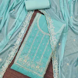 DIVASTRI Embroidered Satin Unstitched Dress Material-image-76
