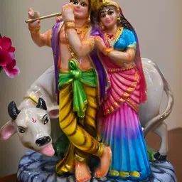 SANKALAN CREATIONS Gold-Toned & Blue Radha Krishna Religious Idol Showpiece-image-50