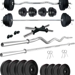 20 kg PVC 20 Kg with One 3 Ft Curl + One 3 Ft plain Rod and One Pair Dumbbell Rods Home Gym Combo-26