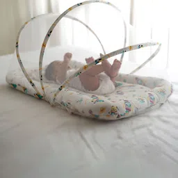 TIDY SLEEP Infants Blue & Pink Printed Baby Bed Set With Mosquito Net-26