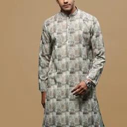 Sanwara Ethnic Motifs Printed Mandarin Collar Cotton Straight Kurta-picture-52
