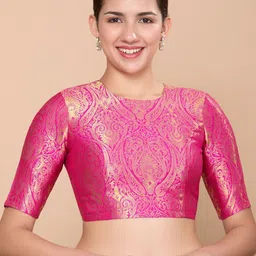 Studio Shringaar Woven Design Round Neck Saree Blouse-picture-56