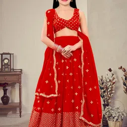 F Plus Fashion Net Semi-Stitched Lehenga Choli-image-38