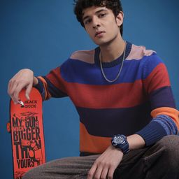 The Roadster Lifestyle Co. Colourblocked Striped Pullover-image-94
