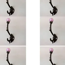 IndianShelf 6 Pcs Ceramic Floral Wall Mounted Hooks Door Hanger-image-86