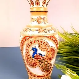 apka mart White & Yellow Textured Handcrafted FlowerVase-image-34