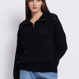femmella Femella Women High Neck Half Zip Pullover Sweater-picture-48