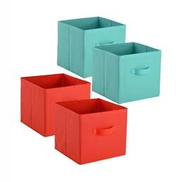 Aura Green Set of 4 Regular Square Foldable & Multipurpose Wardrobe Storage Box Organizer-35