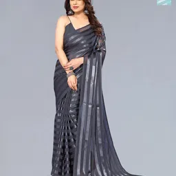 Moda Rapido Set of 2 Striped Printed Satin Sarees With Unstitched Blouse Piece-picture-26