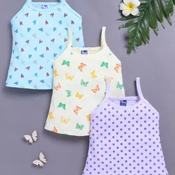 Unfab Infant Girls Pack Of 3 Printed Cotton Non Padded Camisoles-22