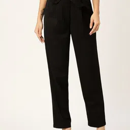 Zastraa Women Tapered Fit High-Rise Pleated Peg Trousers-image-7